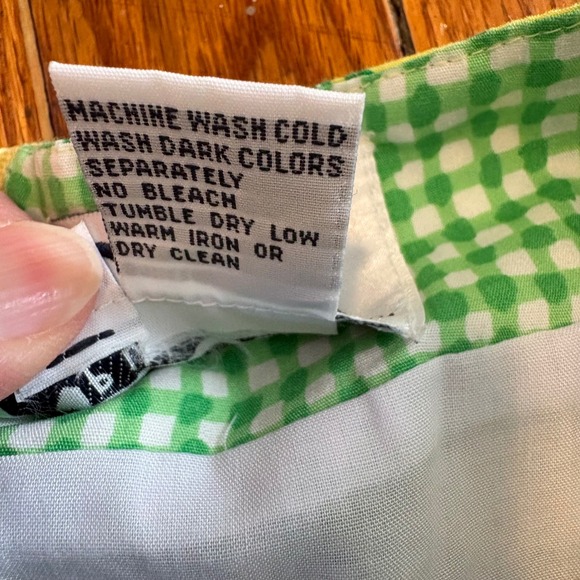 Lilly Pulitzer Womens 10 Mini Skirt Yellow Green Frog Print Rickrack Trim READ - Picture 6 of 6